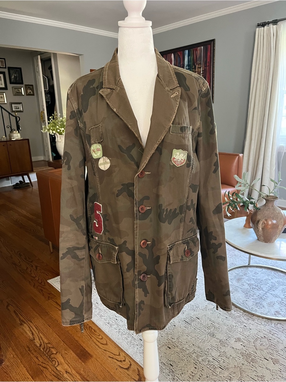 VTG 555 Triple Five Soul Women Camo Patches Reversible Jacket see measurements